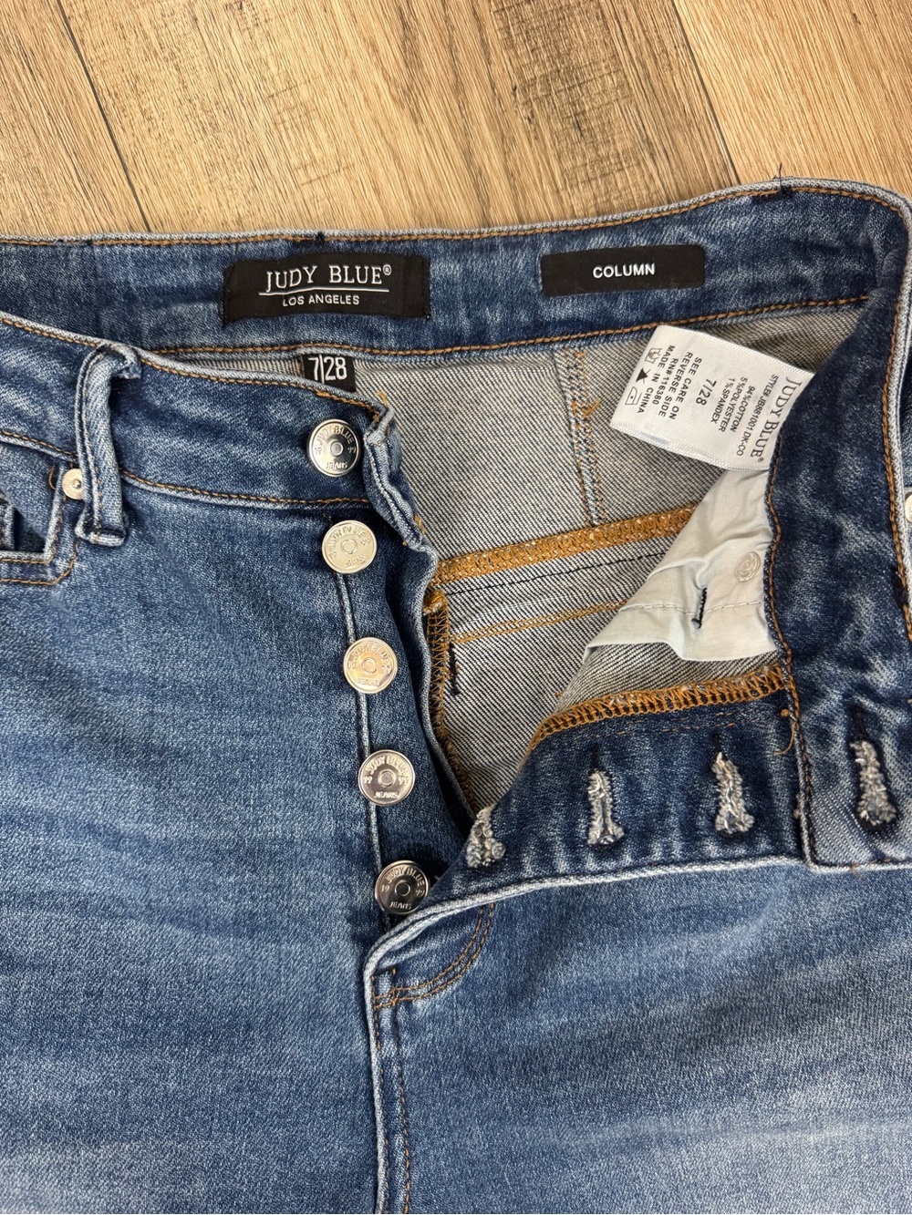 Judy Blue Wide-Leg High-Rise Button-Fly Jeans - Dark Blue Wash - Picture 2 of 4